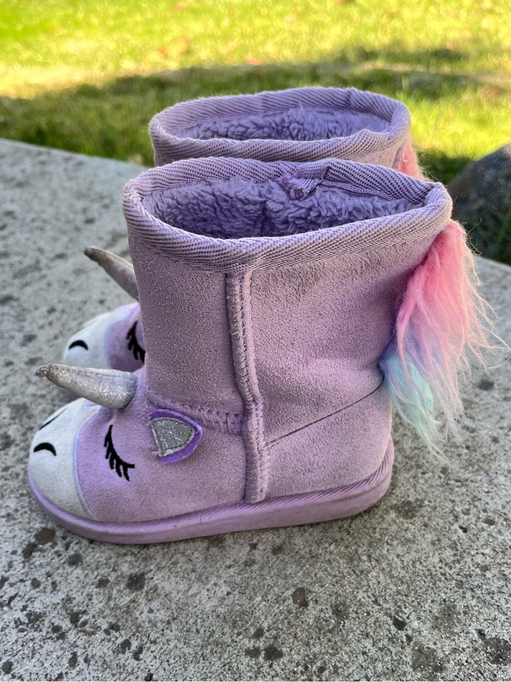 fabkids Lilac Plush-Lined Unicorn Kids Boots